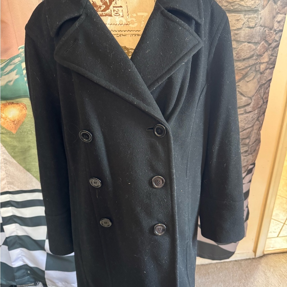 Lane Bryant Black Peacoat Double-Breasted Classic